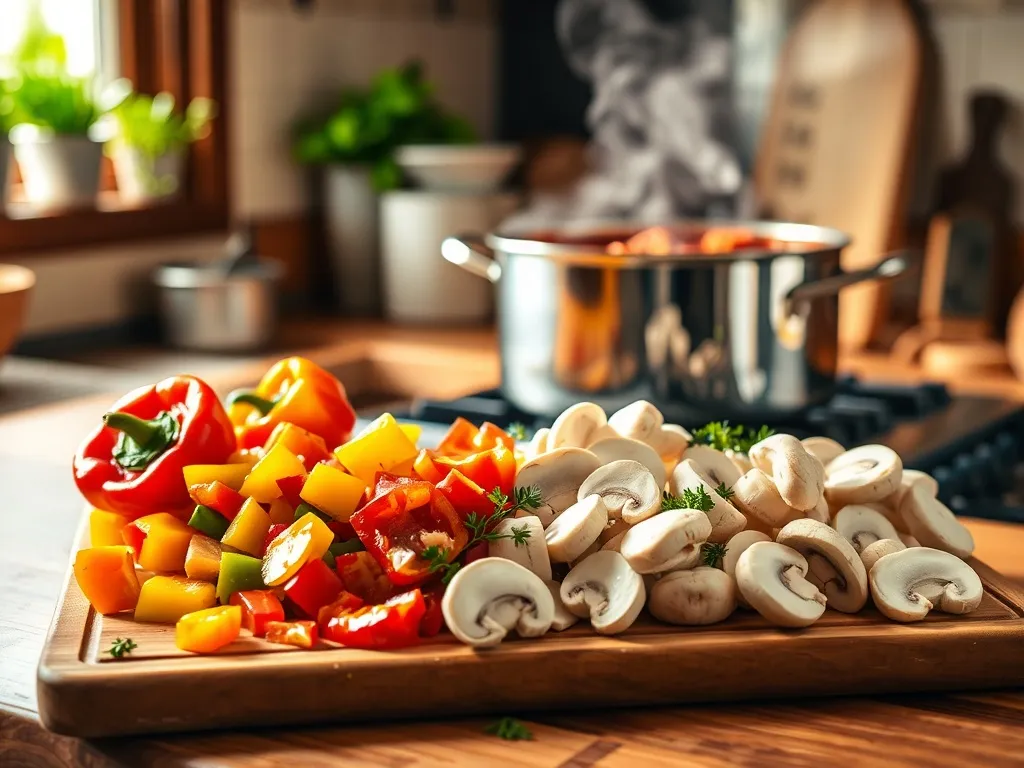 Szybki sposób na gulasz z pieczarkami i papryką!